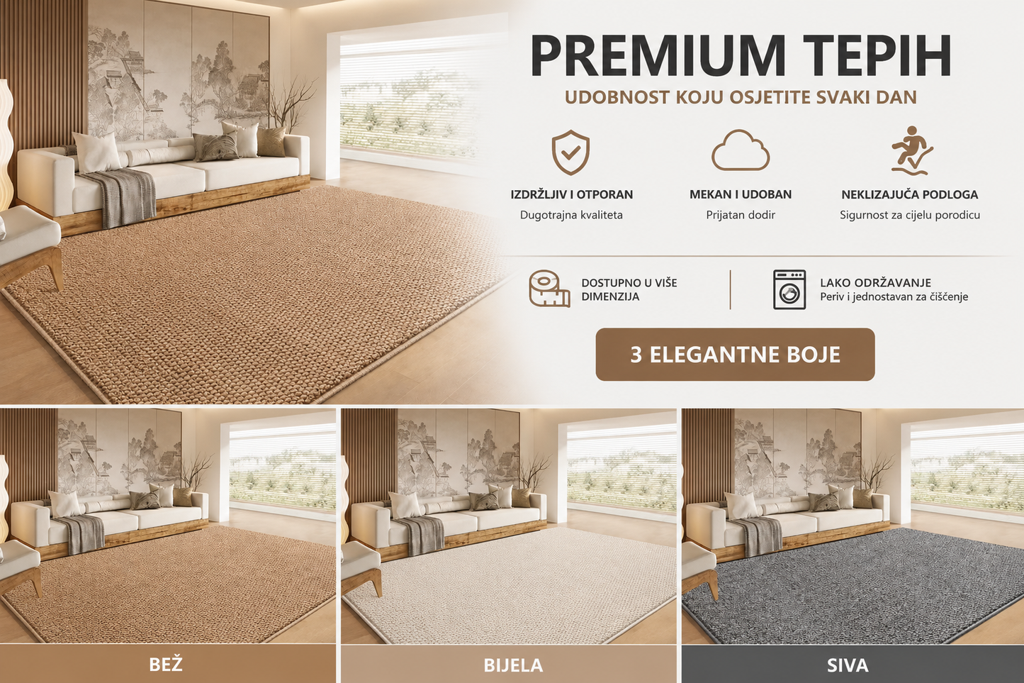 Moderni Tepih Velikog Formata 150x200 cm – Premium Kvalitet i Udobnost