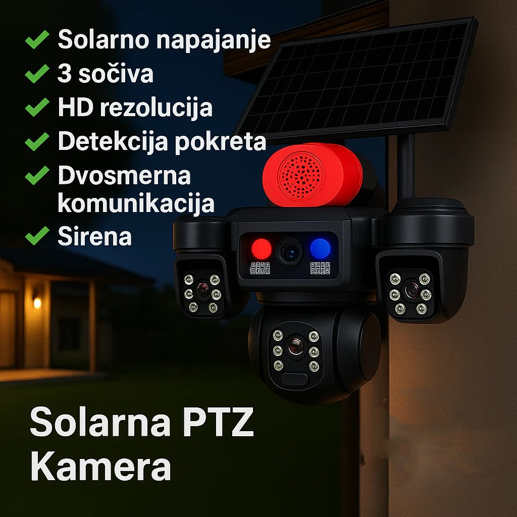 Solarna PTZ Kamera 4G sa tri sočiva 25mpix