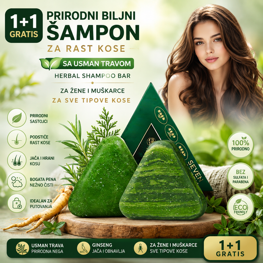 1+1 GRATIS BioHair Usman Herbal Shampoo Bar – Prirodni Biljni Šampon za Brži Rast Kose, Protiv Opadanja i Jačanje Kose za Žene i Muškarce