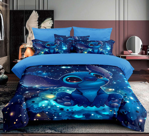3D Posteljina Stitch – Plavi Set Posteljine sa Motivom Zvezdanog Neba