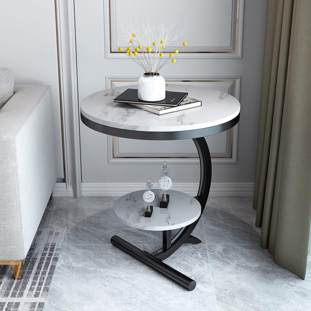 Dvostruki okrugli stočić Stočić za spavaću i dnevnu sobu BELI