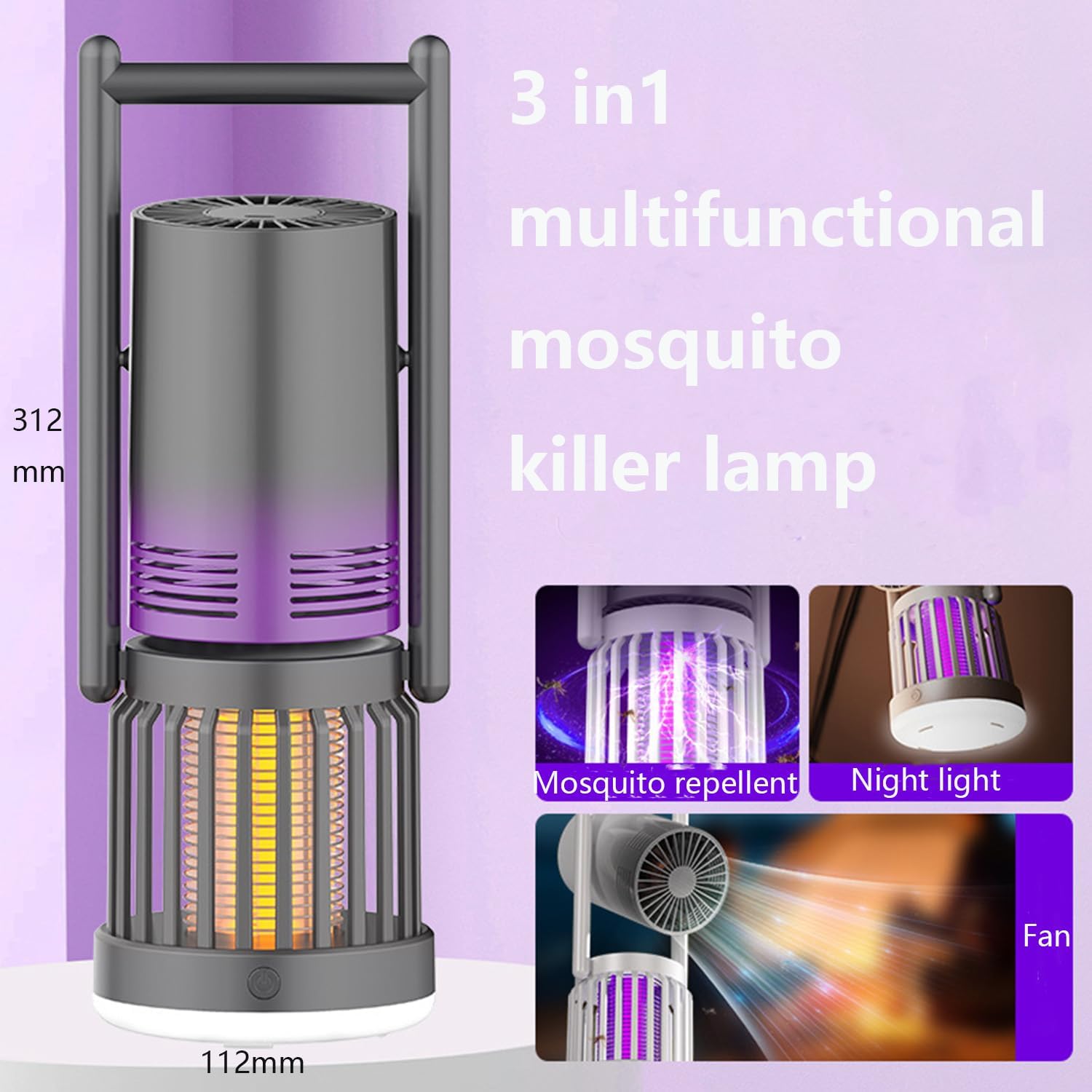 Zamka za komarce sa UV svetlom, ventilatorom i LED noćnom lampom
