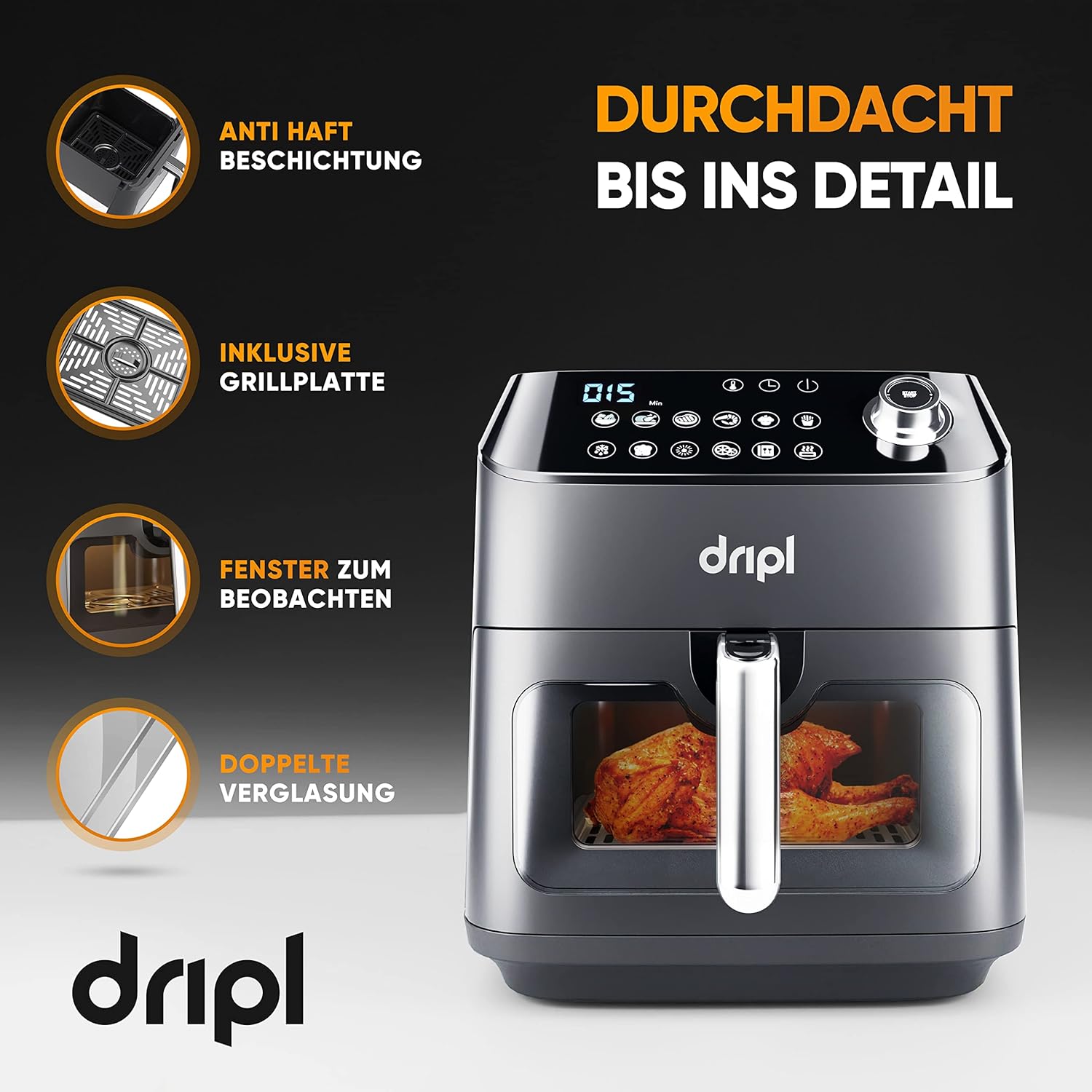 Air Fryer Pametna friteza bez ulja sa LCD ekranom 12L