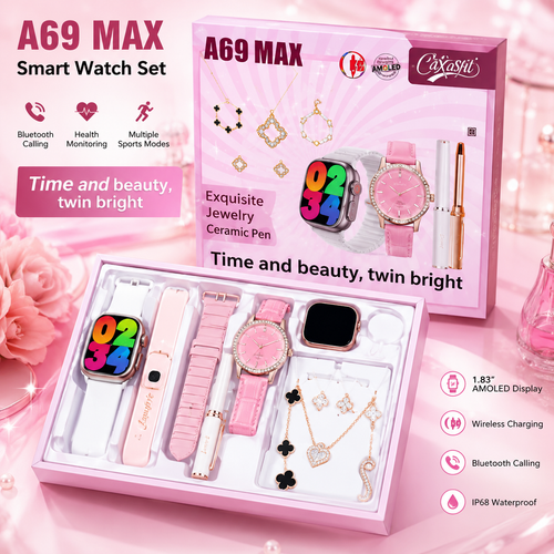 A69 MAX Smart Watch Set – Pametni Sat sa Nakitom | Luksuzni Poklon Set za Žene