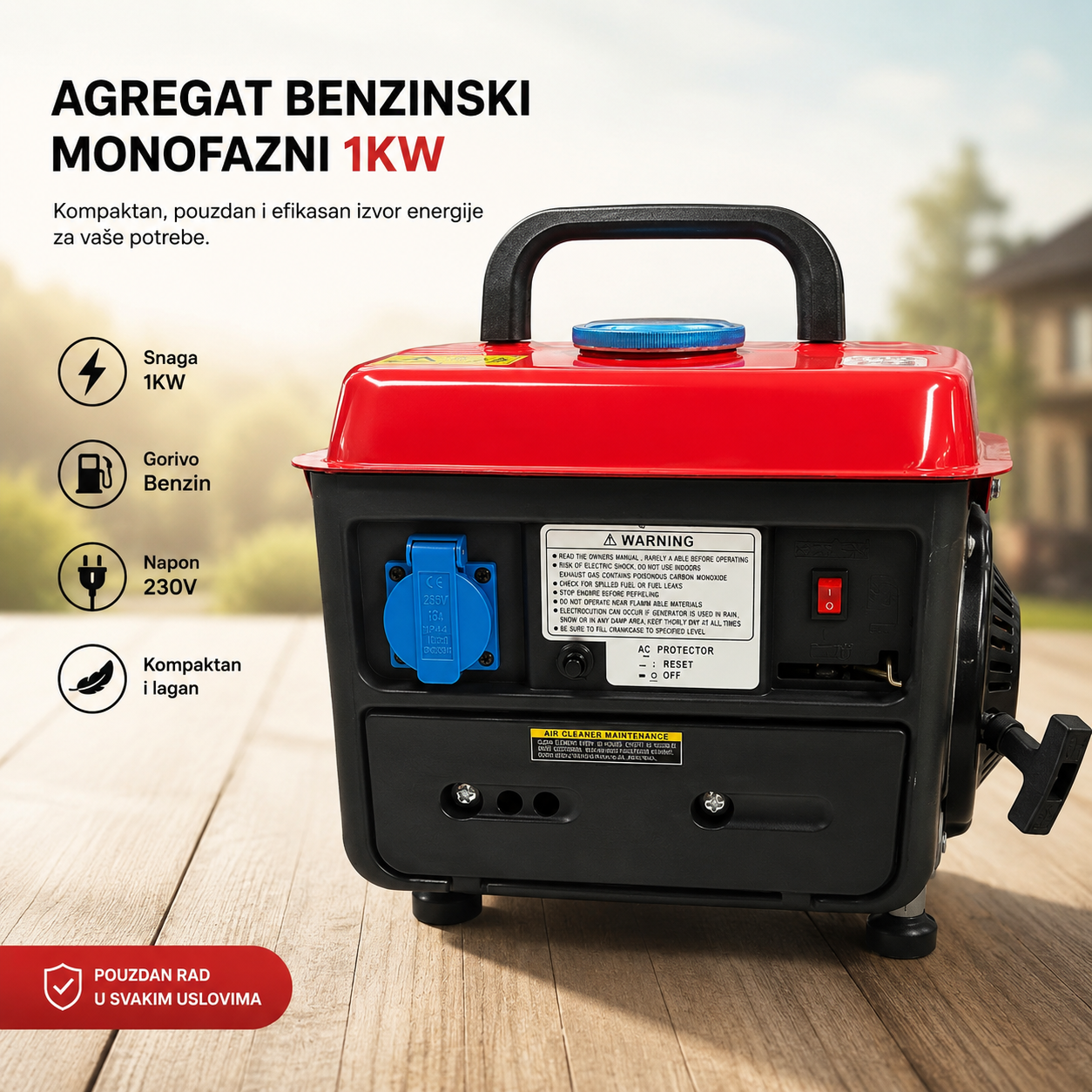 Agregat benzinski monofazni od 1kw