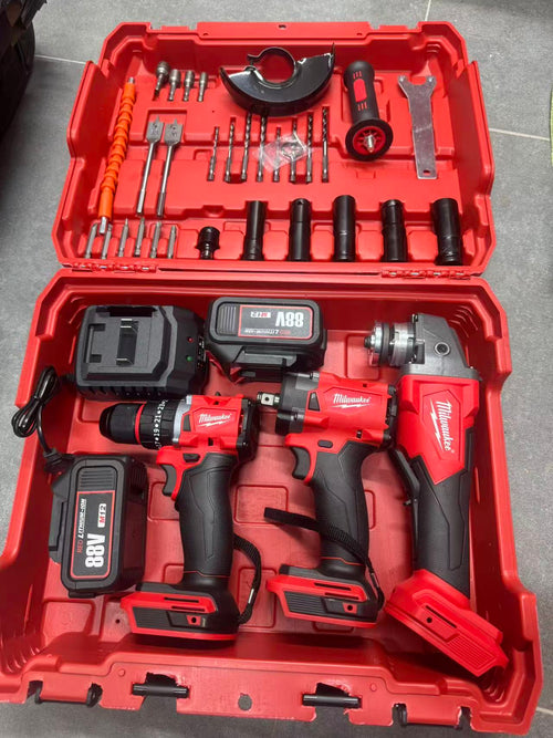 Aku Set 3u1 M12 88V – Bušilica, Udarni Odvijač i Brusilica + 2 Baterije Kofer