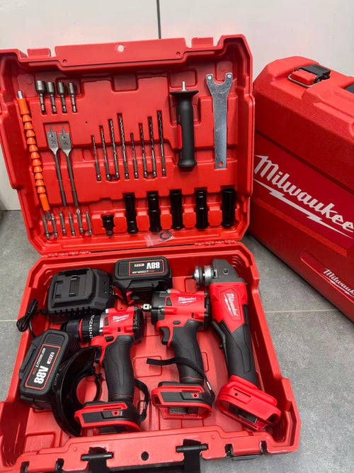 Aku Set 3u1 M12 88V – Bušilica, Udarni Odvijač i Brusilica + 2 Baterije Kofer