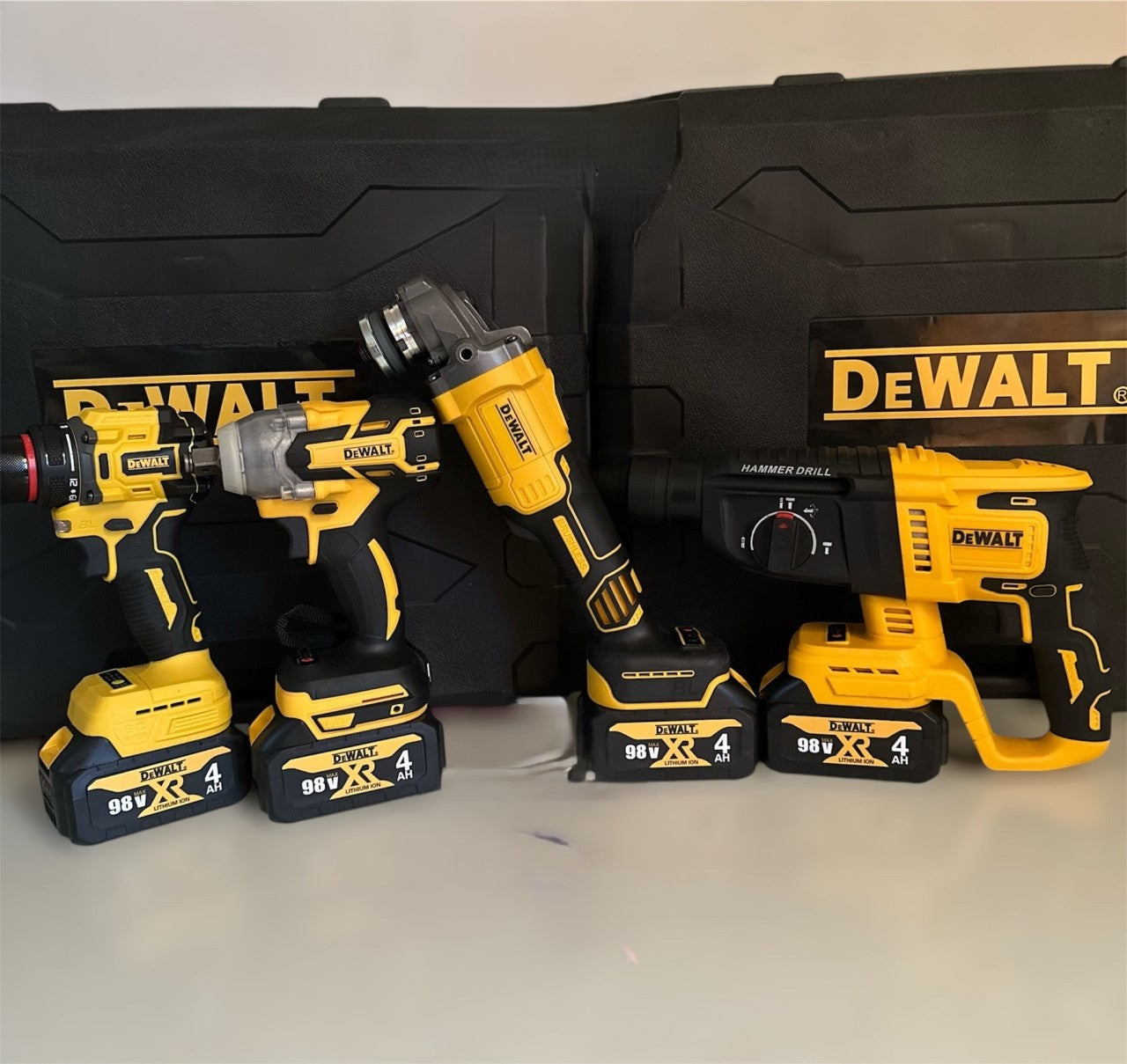 AKU SET 4u1 Busilica, Brusilica, Odvijač, Udarni + 4 baterije