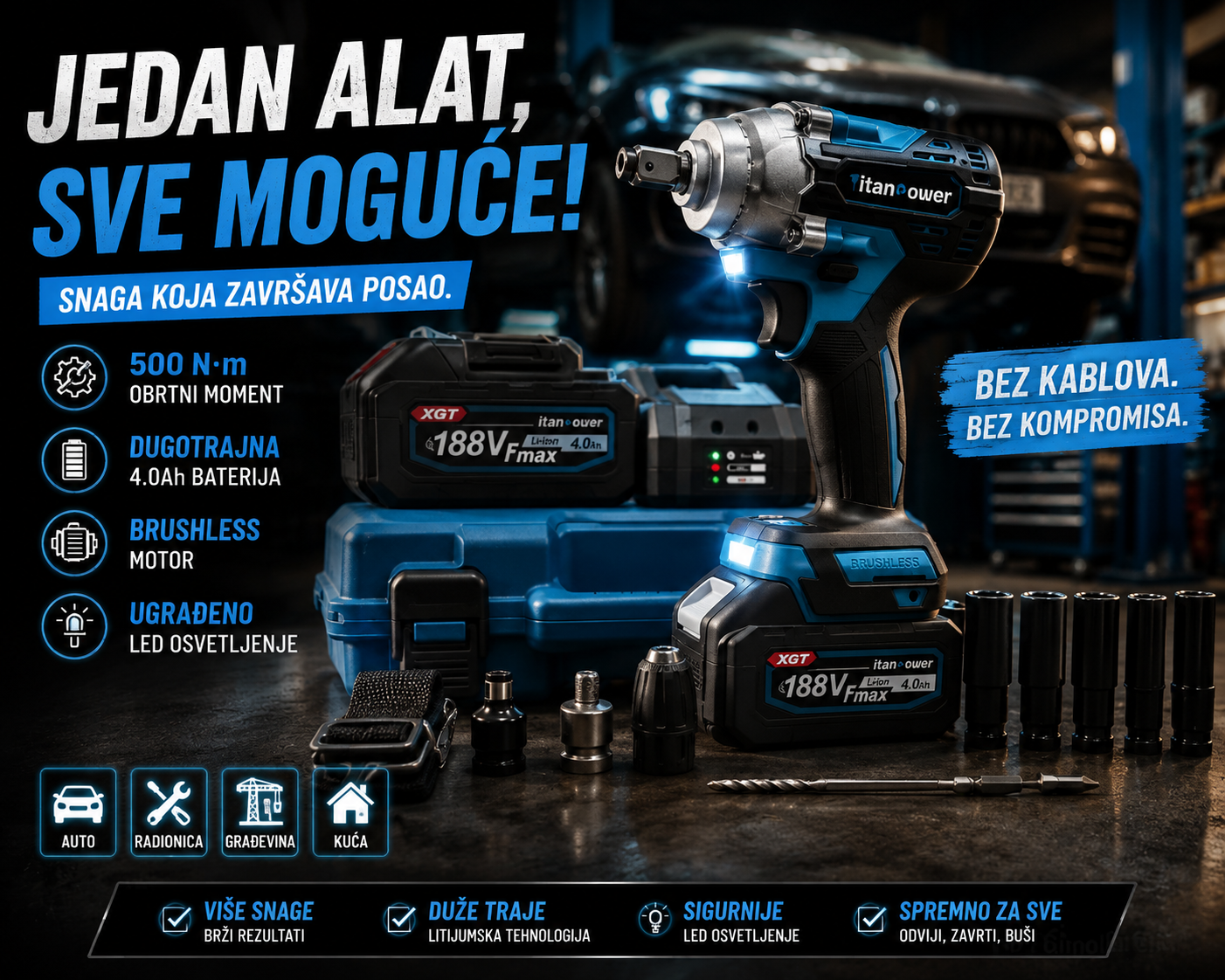 Makita Aku udarni odvijac i srafilica 128v + 6 gedora