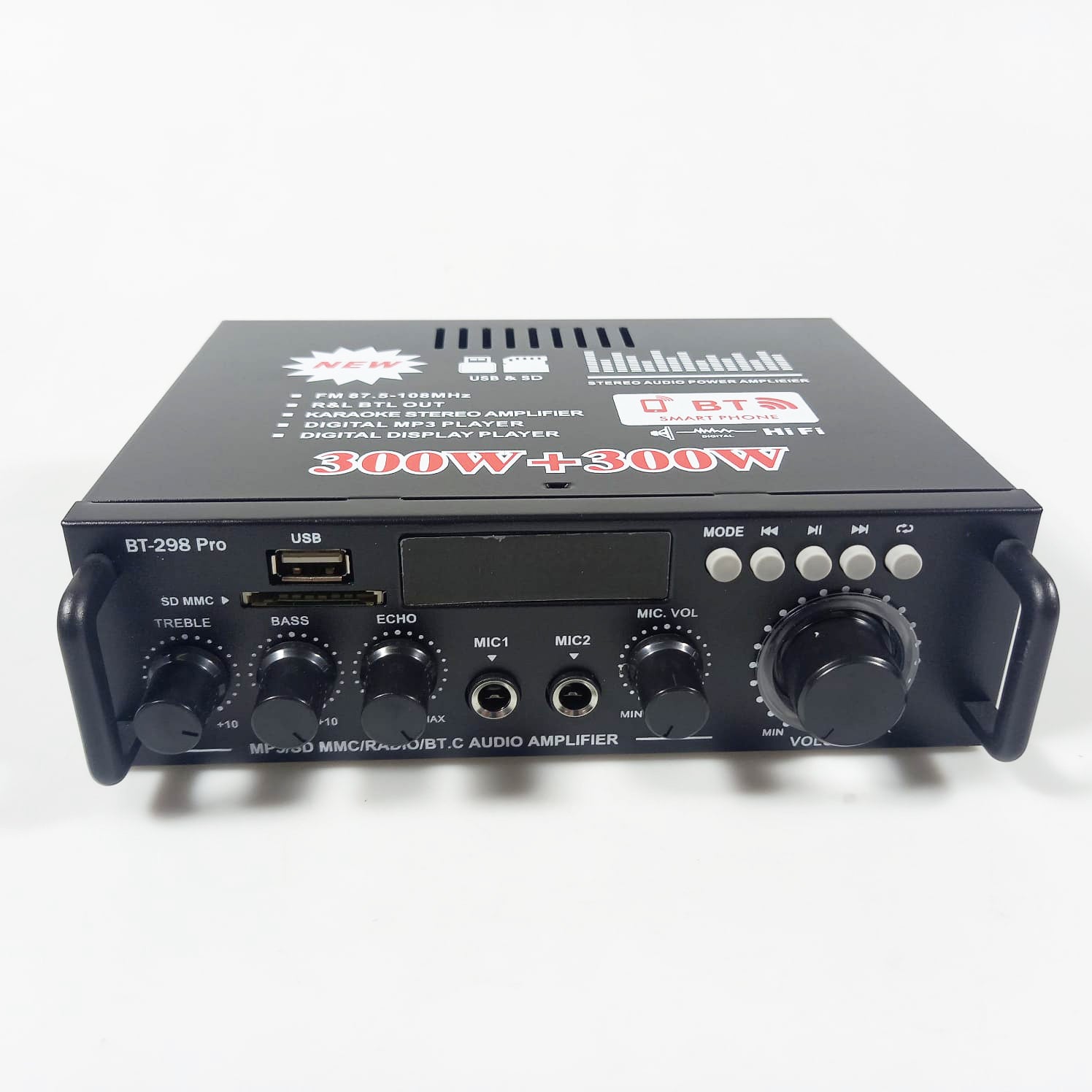 BT-298 Pro – HiFi Bluetooth Pojačalo 400W×2 sa MIC i FM Radiom