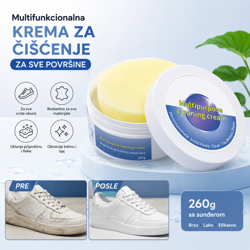 Bela Krema za Čišćenje Patika i Bele Obuće sa Sunđerom | Brzo Uklanja Fleke i Vraća Sjaj 1+1 Gratis GRATIS