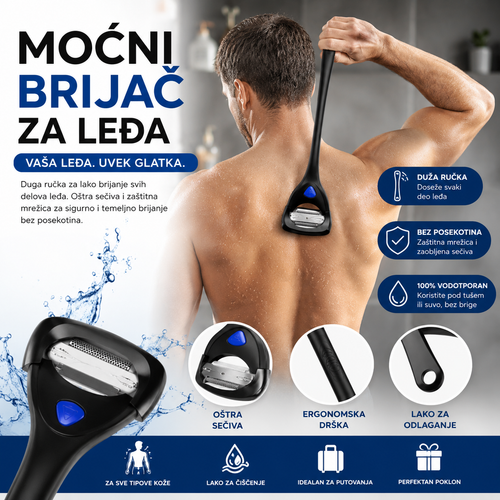 Brijač za Leđa sa Dugom Ručkom – Sklopivi Body Shaver za Muškarce | Bezbolno, Precizno i Jednostavno Uklanjanje Dlačica