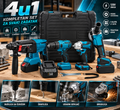 Aku set 4u1 – Udarni odvijač, brusilica, šrafilica, bušilica sa čekićem