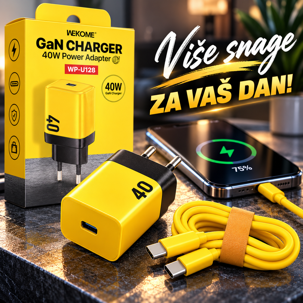 Super Brzi Punjač 40W za Mobilni Telefon – USB Type-C Fast Charger