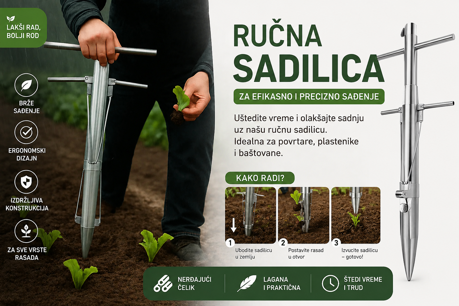 ručna sadilica, sadilica za rasad, alat za sadnju, sadnja povrća, sadnja cveća, baštenski alat, profesionalna sadilica, sadilica za povrće, sadilica za plastenik, sadilica za baštu, alat za rasad, ručni alat za sadnju, sadnja salate, sadnja kupusa, sadnja paprike, sadnja paradajza, baštenska oprema, poljoprivredni alat, nerđajući čelik, inox sadilica, precizna sadnja, lako sađenje, vrtni alat, oprema za baštu, sadnja biljaka, alat za poljoprivredu, ručna sejalica, praktičan baštenski alat, profesionalni baš