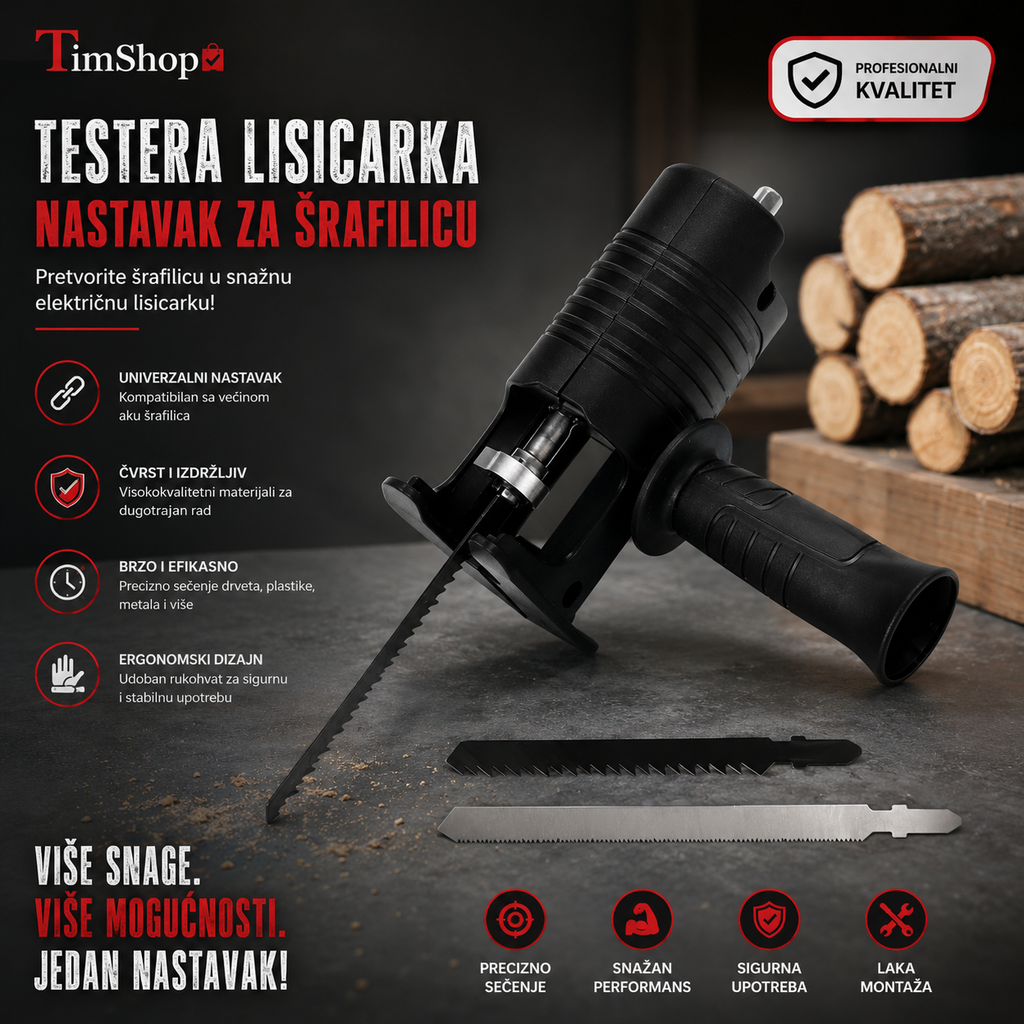 Lisičarka Testera – Nastavak za Bušilicu za Brzo Sečenje Drveta i Izradu Otvora