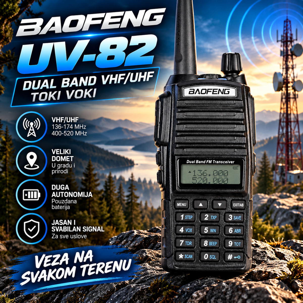Baofeng UV82 Dual Band Radiostanica Toki Voki uv 82