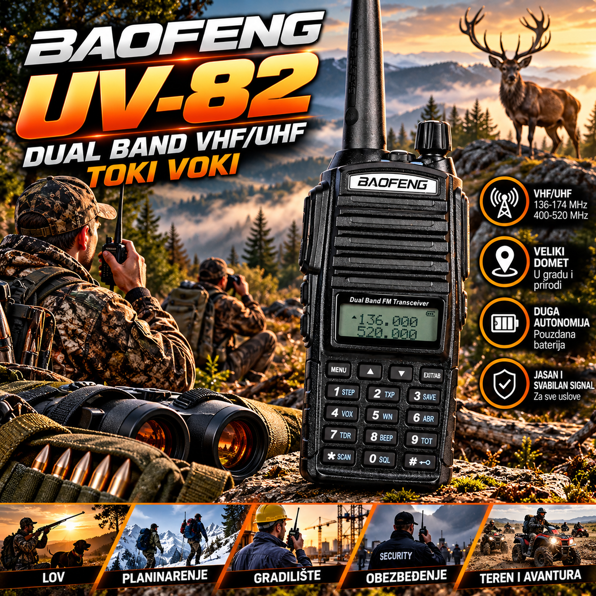 Baofeng UV82 Dual Band Radiostanica Toki Voki uv 82