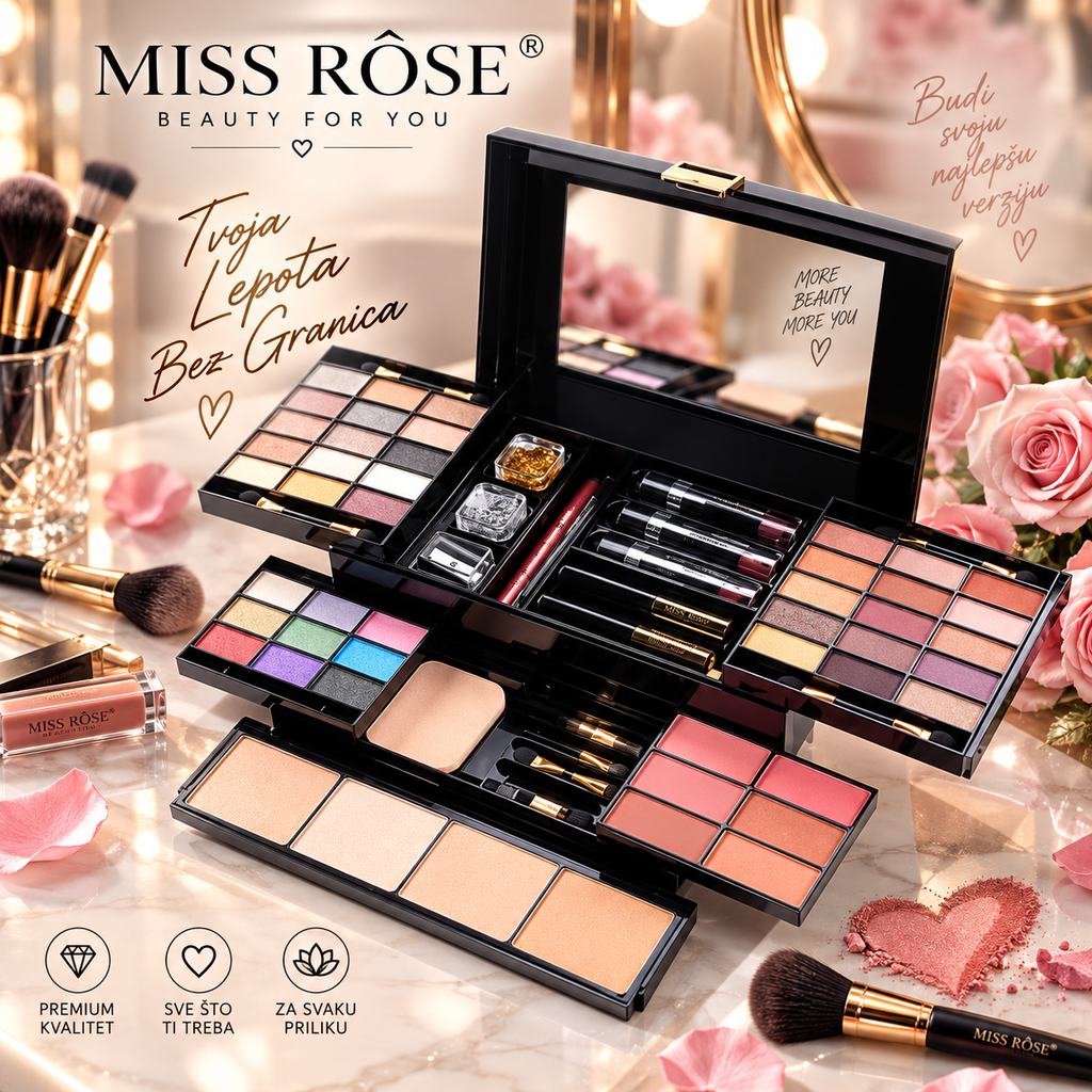 Miss Rose Set Šminke – Kompletan Set Šminke za Profesionalno i Svakodnevno Šminkanje