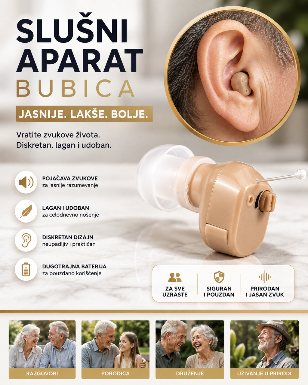 Slušni Aparat Bubica – Mini Digitalni Pojačivač Zvuka za Diskretno i Jasnije Slušanje