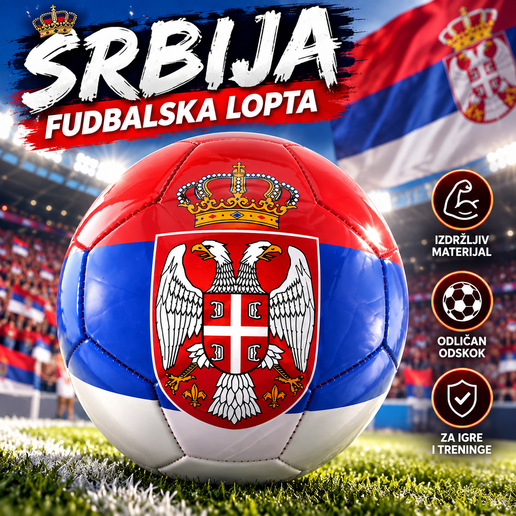Fudbalska Lopta Srbija – Lopta sa Motivom Srbije za Fudbal, Trening i Rekreaciju