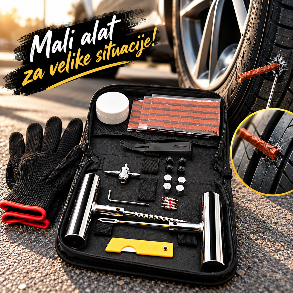 Set za Reparaciju Tubeless Guma 35 Delova – Komplet za Brzu Popravku Guma