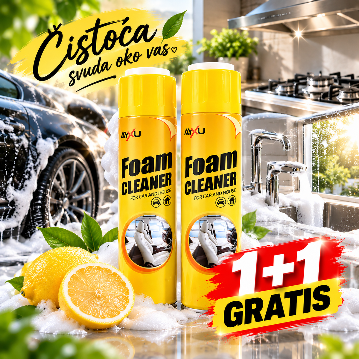 1+1 GRATIS Aktivna Pena za Čišćenje – Univerzalno Sredstvo za Sve Površine