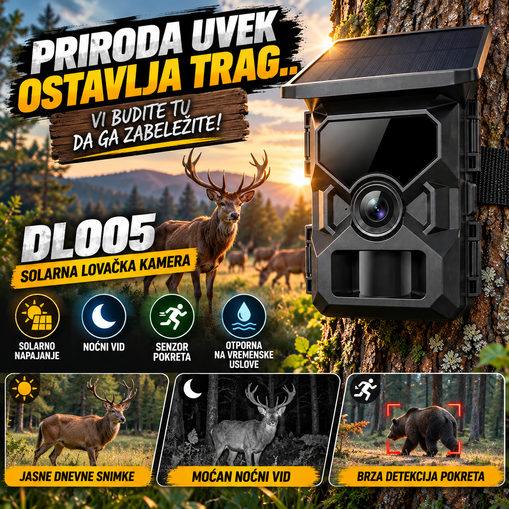 DL005 Solarna Lovačka Kamera – Outdoor Kamera sa Noćnim Vidom i Senzorom Pokreta
