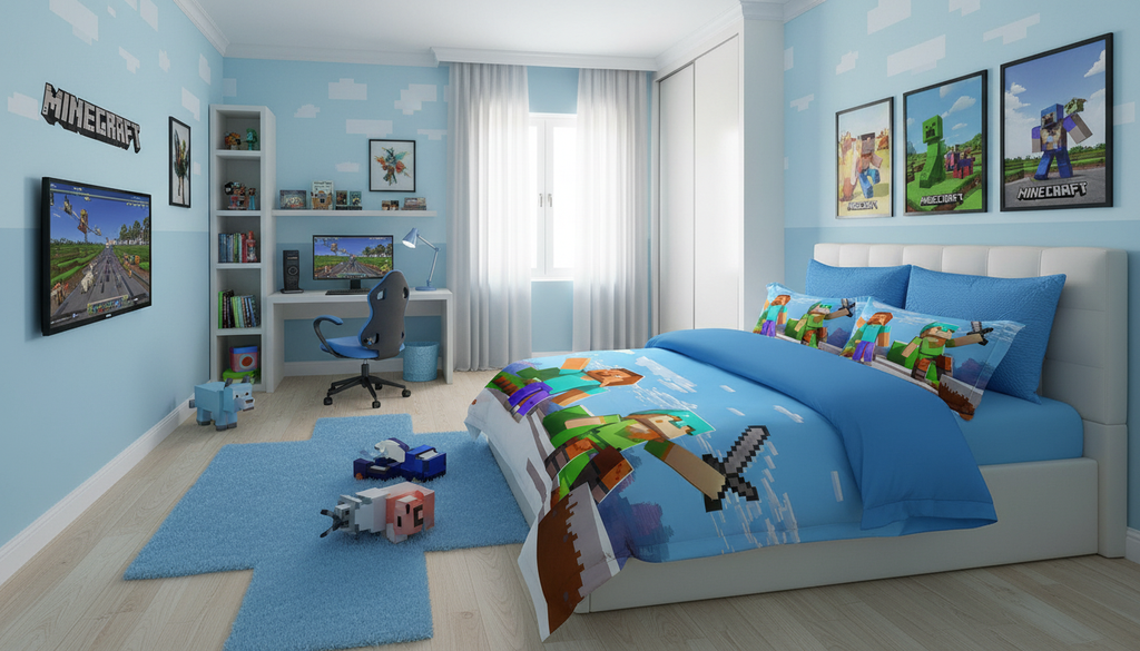 5D Minecraft Posteljina – Udobnost i Stil za Dečiju Sobu