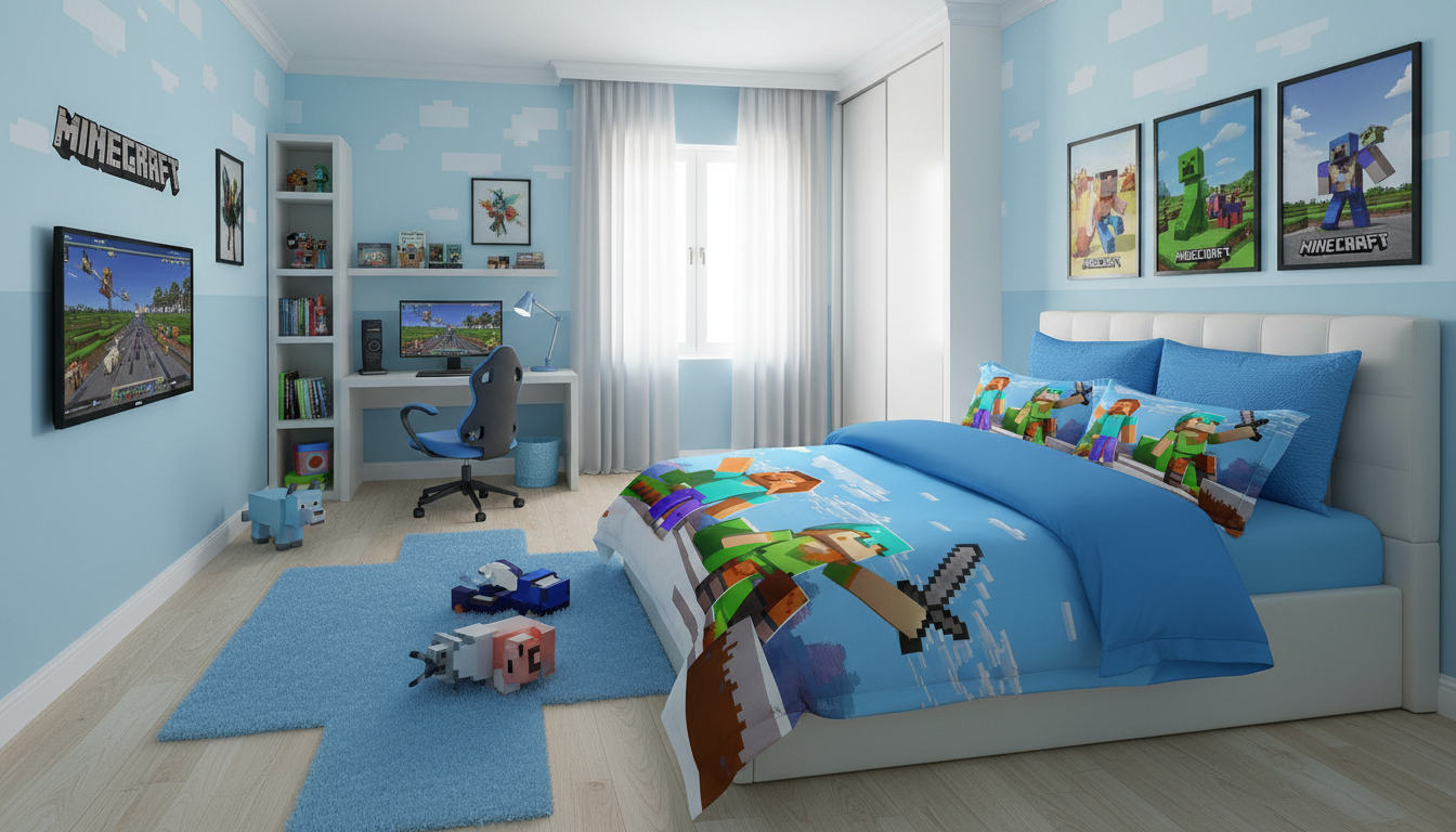 5D Minecraft Posteljina – Udobnost i Stil za Dečiju Sobu