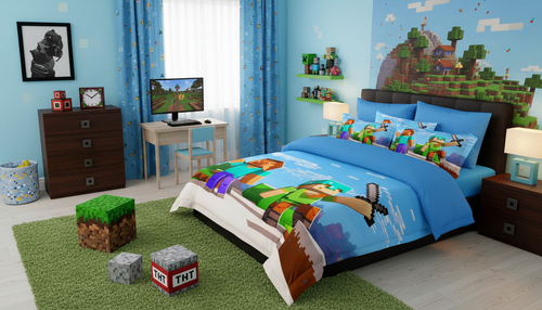 5D Minecraft Posteljina – Udobnost i Stil za Dečiju Sobu