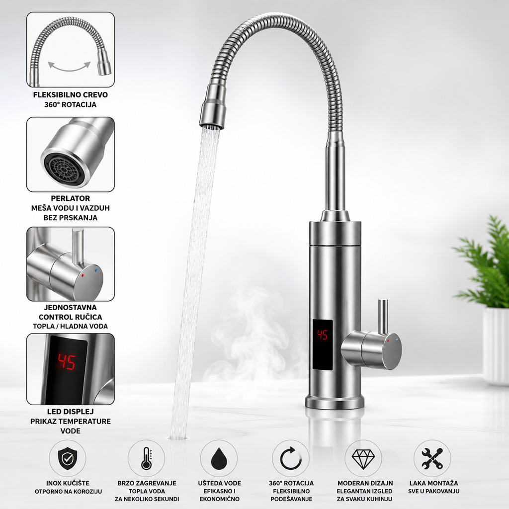 Delimano Slavina sa grejacem od INOX fleksibilnom crevom