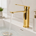 Zlatna Slavina za Lavabo i Umivaonik – Moderna Jednoručna Kupatilska Baterija Premium Kvaliteta