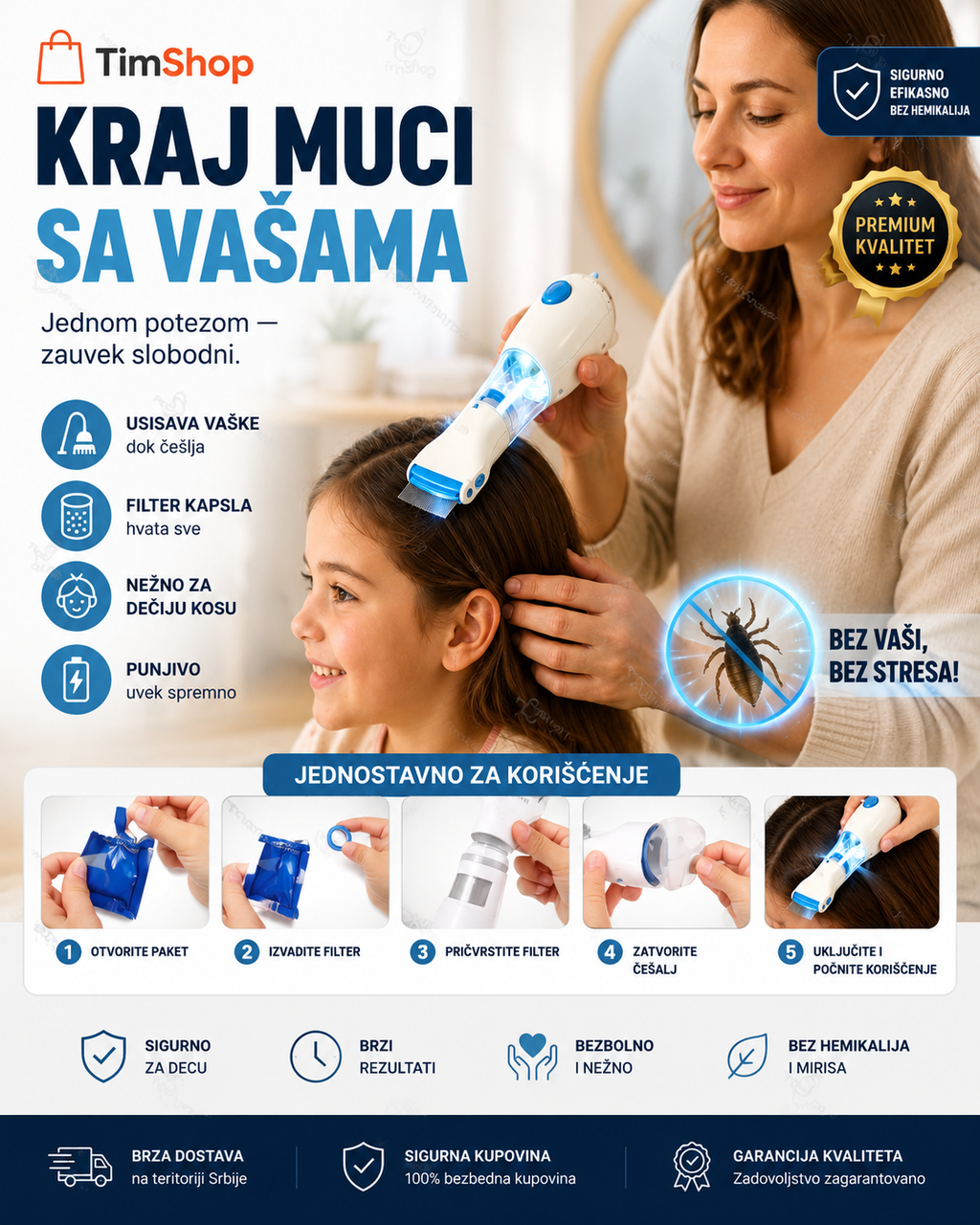 Električni cesalj + usisivač za vaske, buve, vasi