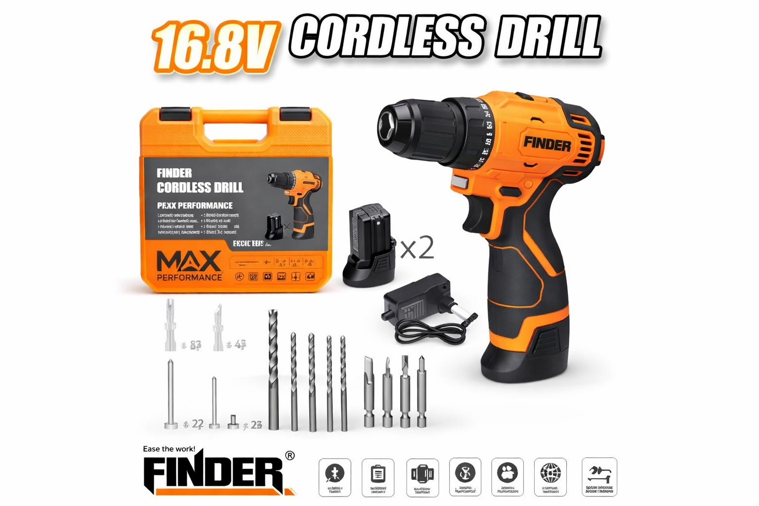 Finder Aku Šrafilica 16.8V BL Motor