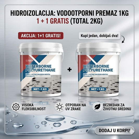 Hidroizolacija Vodootporni Premaz 1kg Poliuretan – Trajna Zaštita od Vlage, Kiše i Pukotina 1+1 Gratis