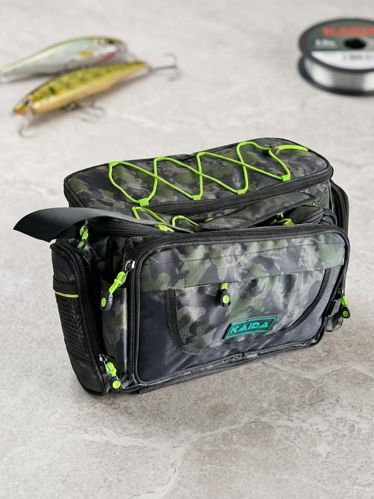 Kaida TP08 Camo Torba za Ribolov 38x14x25 cm – Vodootporna Modularna Torba sa Više Džepova za Šaranski i Feeder Ribolov