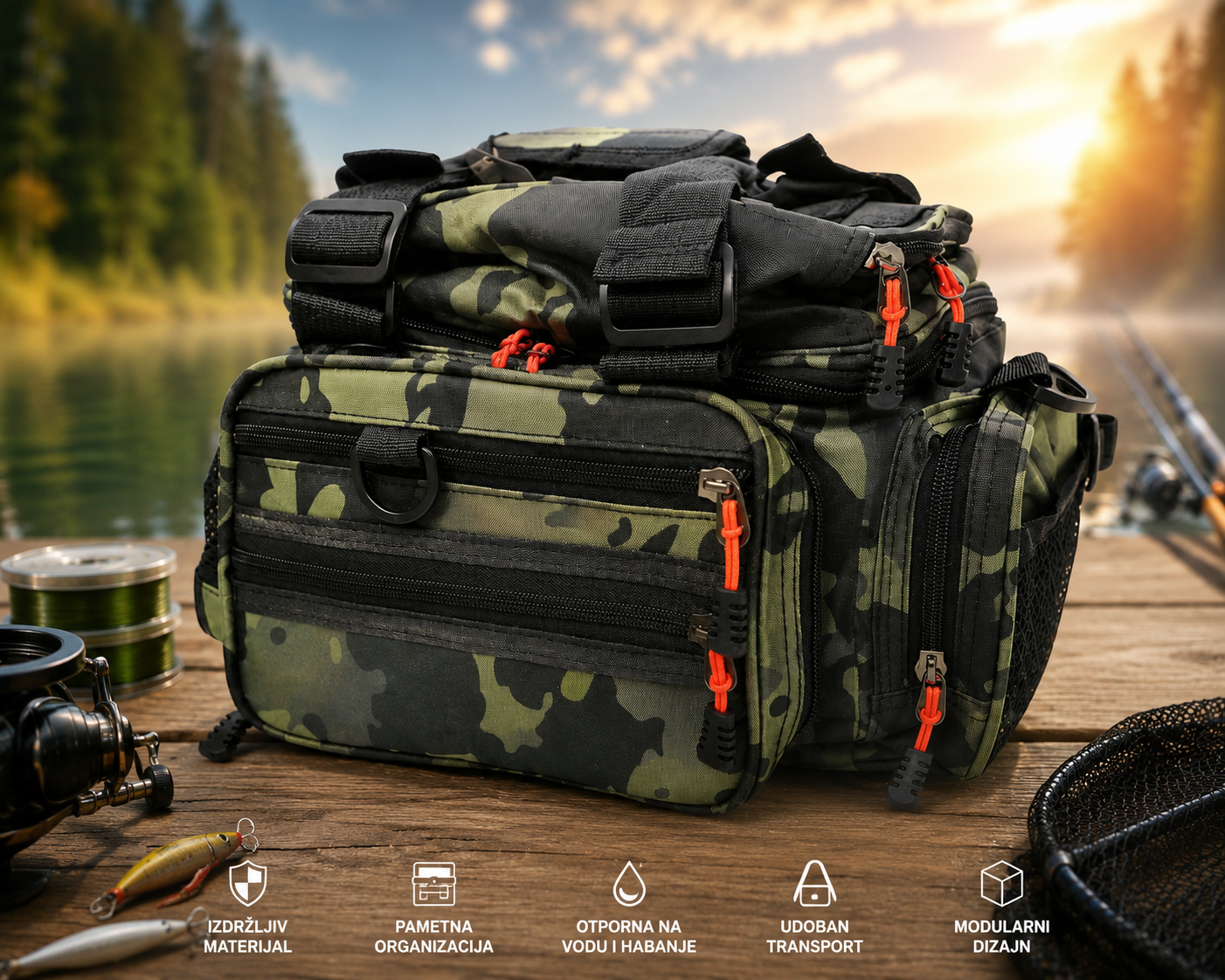 Kaida TP23 Camo Torba za Ribolov – Profesionalna Modularna Carryall Torba sa Više Džepova za Šaranski i Feeder Ribolov