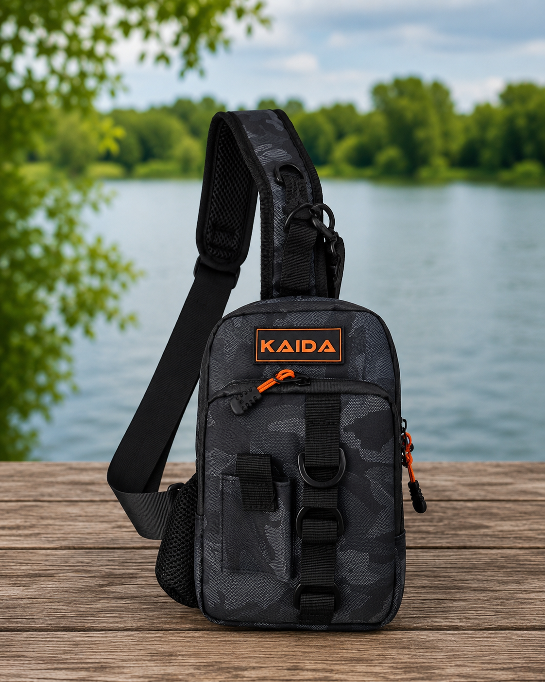 Kaida Torbica Preko Ramena za Ribolov – Vodootporna Camo Sling Torba sa Više Džepova za Pecanje i Outdoor