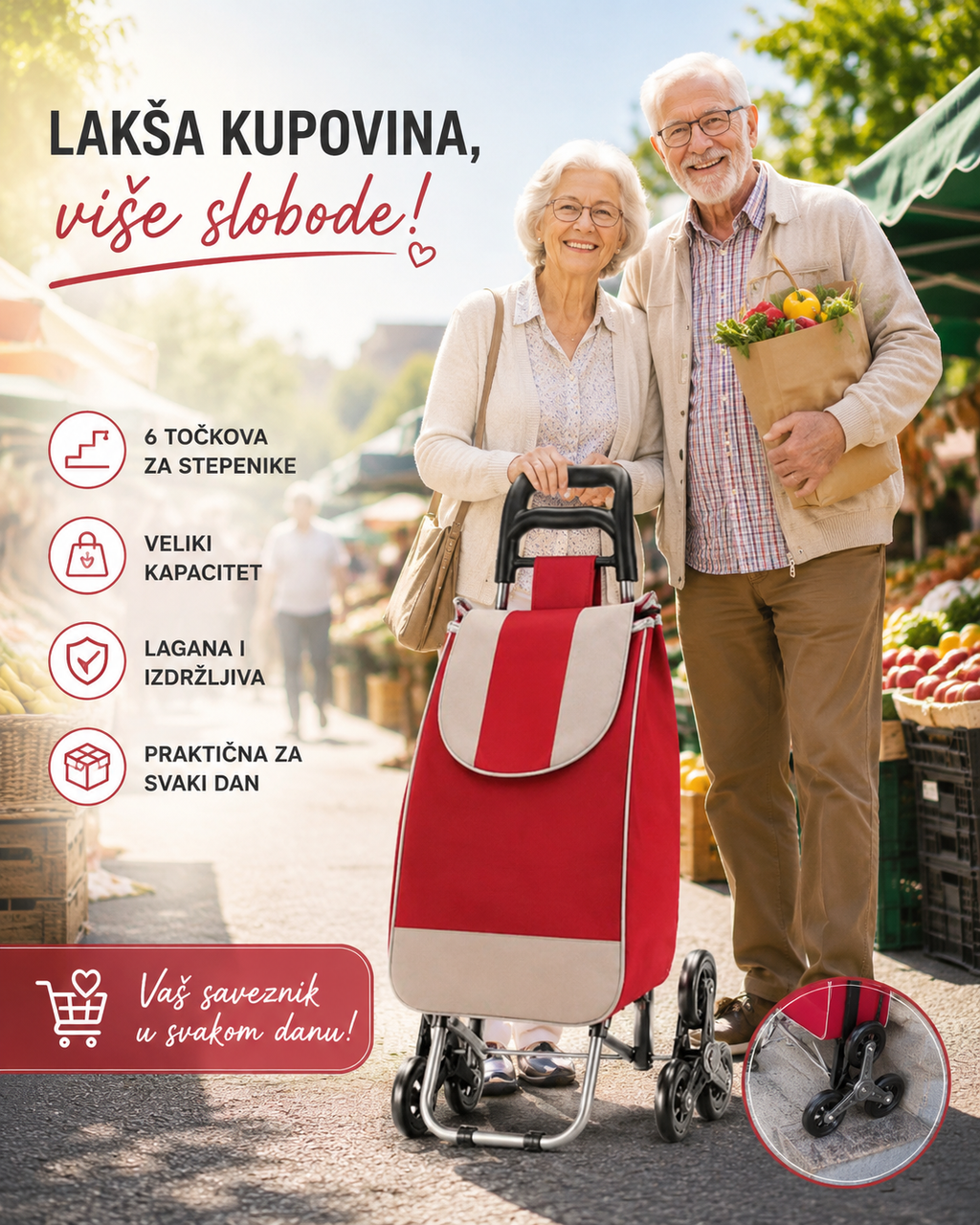 Kolica za pijacu sa 6 točkova