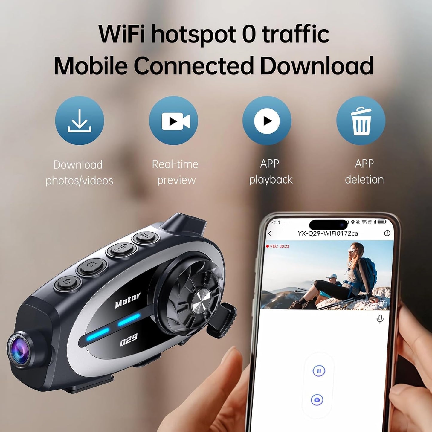 Komunikator za kacigu bluetooth sa kamerom Q29