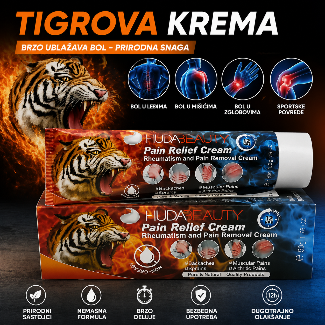 Krema Protiv Bolova u Mišićima i Zglobovima – Tigrova Formula za Trenutno Olakšanje