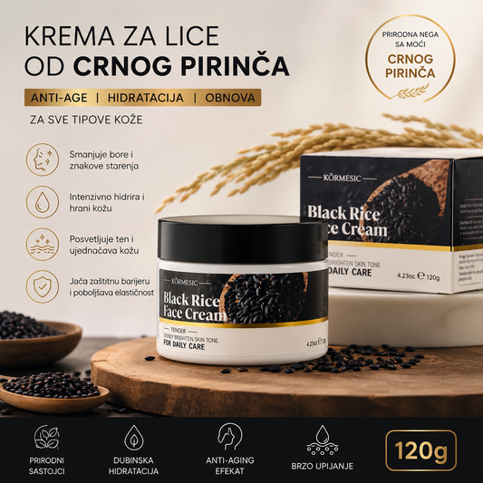 Krema za Lice od Crnog Pirinča protiv Starenja 120g – Hidratantna Anti-Age Krema za Sve Tipove Kože