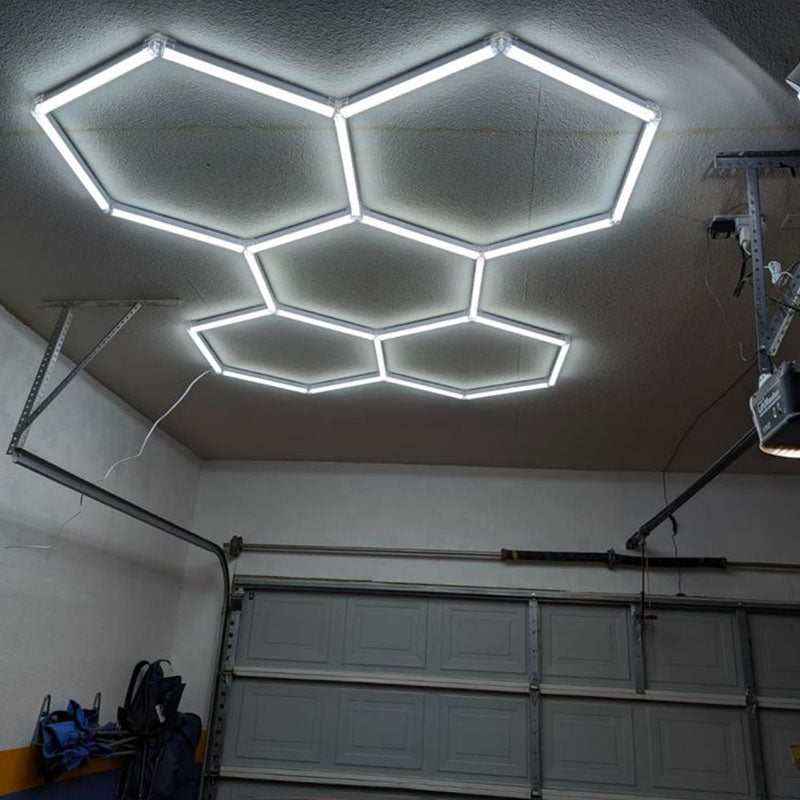 Plafonska LED Hexagonalna Rasveta 168W | Saćasti Sistem Osvetljenja za Garažu i Auto Detailing