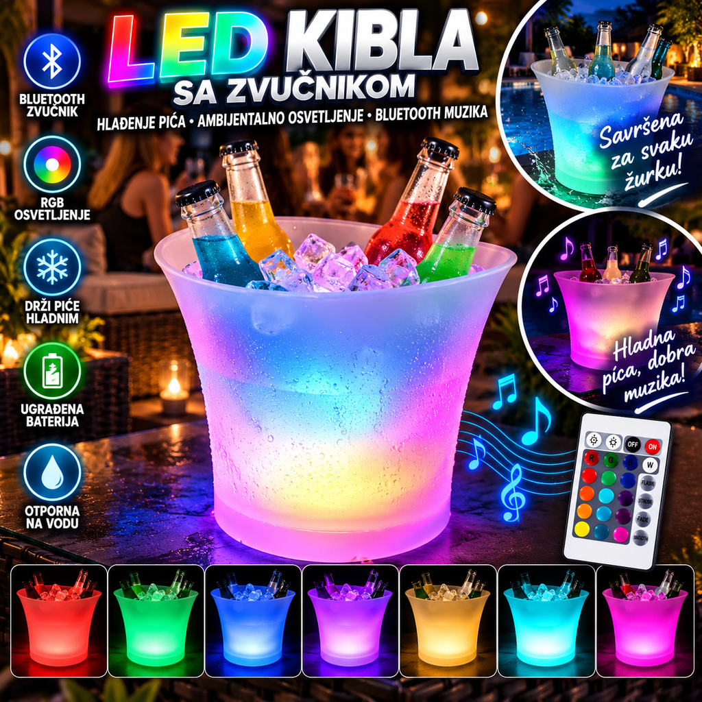 LED Kibla sa Zvučnikom – Ambijentalno Osvetljenje i Bluetooth Muzika