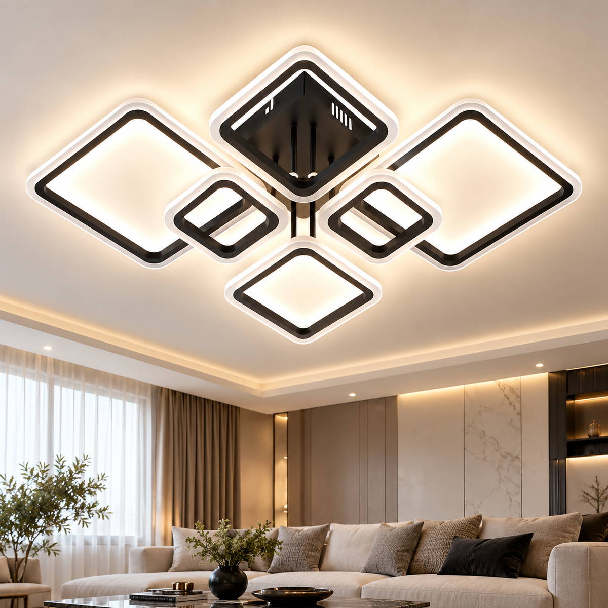 LED Luster 68W 2+2+2 – Moderan Geometrijski Plafonski Luster