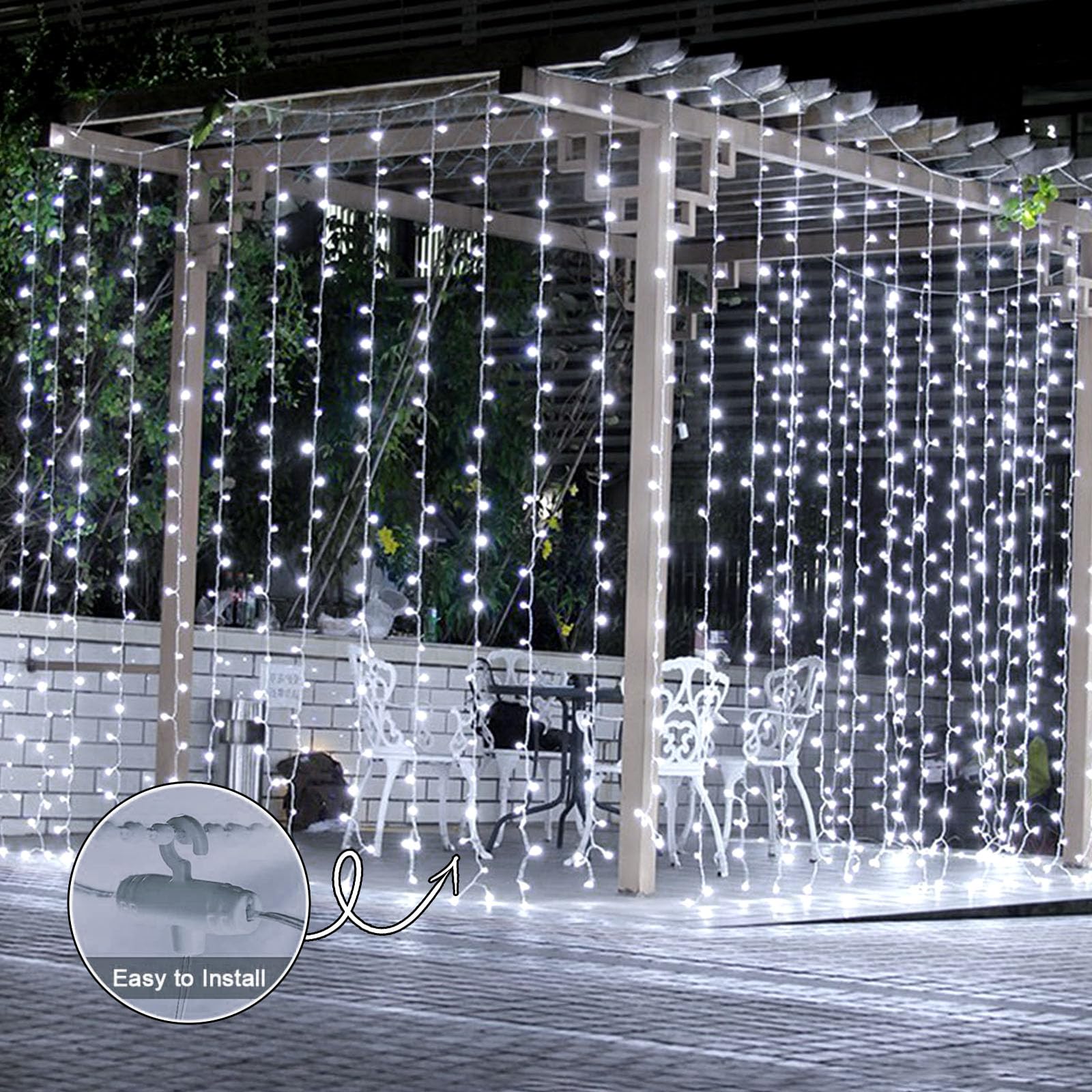 LED zavesa novogodisnja 3x3 metara Bela