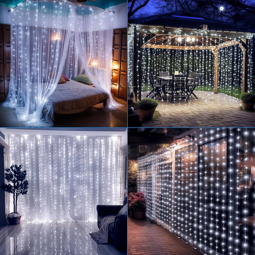 LED zavesa novogodisnja 3x3 metara Bela