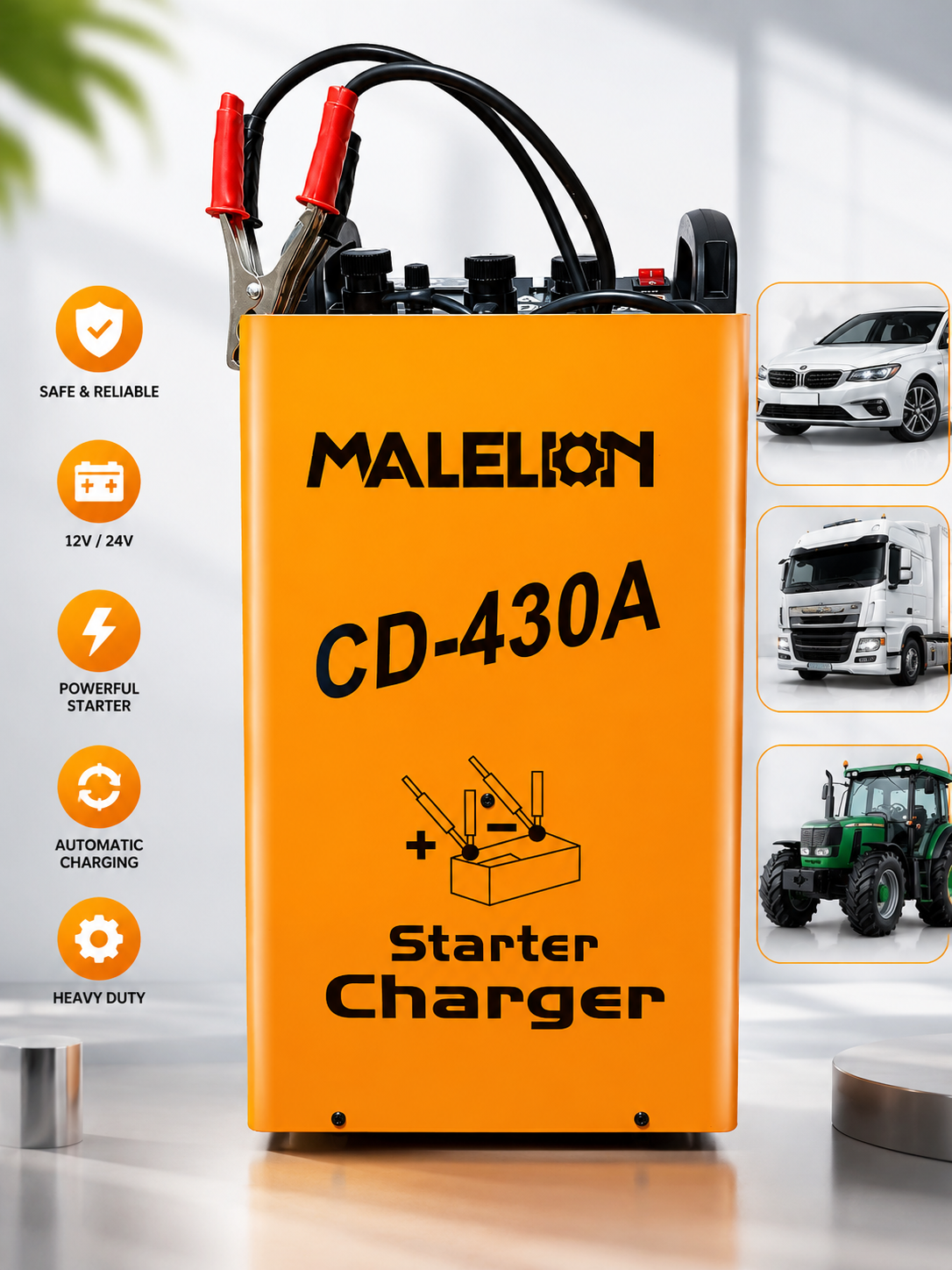 MALELON CD-430A Automatski Punjač Akumulatora sa Starterom – Snažan Profesionalni Uređaj za Pokretanje Vozila