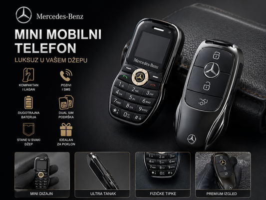 Mini Mobilni Telefon Mercedes Benz – Najmanji Dual SIM Telefon sa Bluetooth Funkcijom | Idealan Za Poklon i Rezervni Telefon